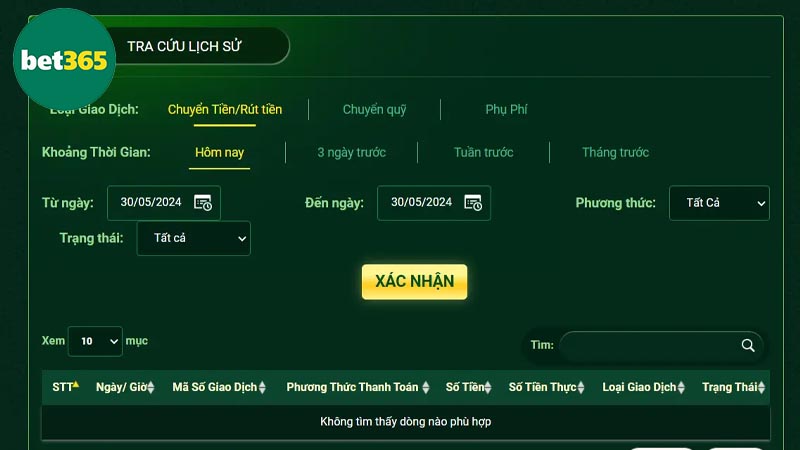 Câu hỏi liên quan đến hoạt động rút tiền Bet365